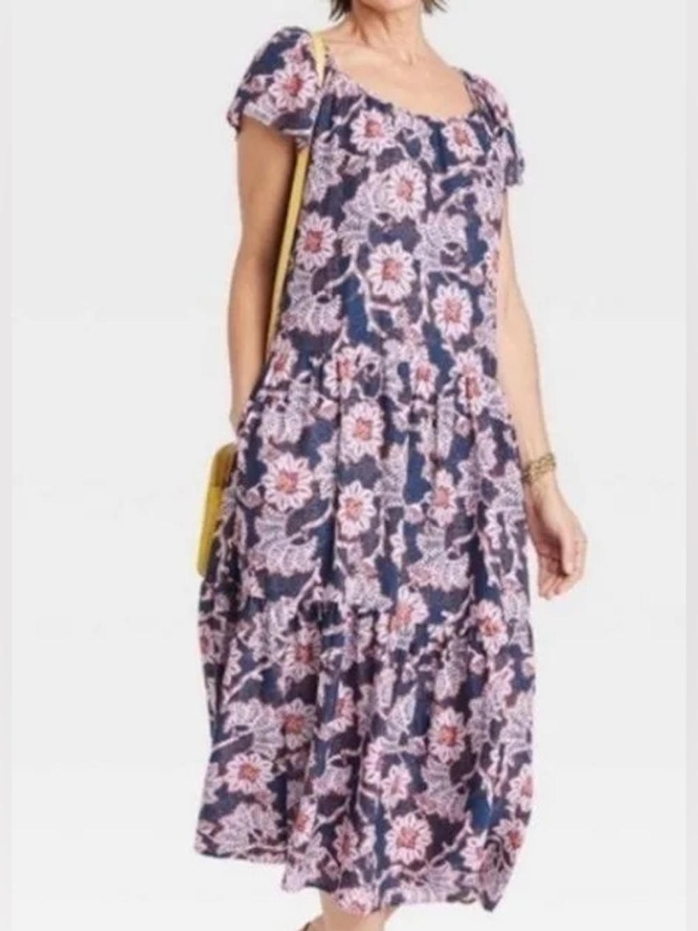 Knox Rose Navy Floral Maxi Dress with Pink Accents